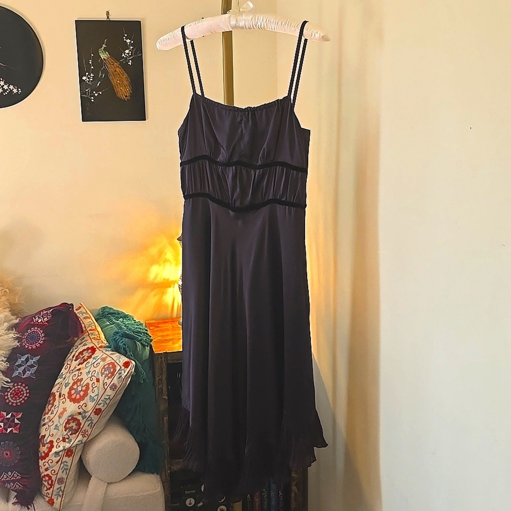 Beautiful dark purple silk slip dress